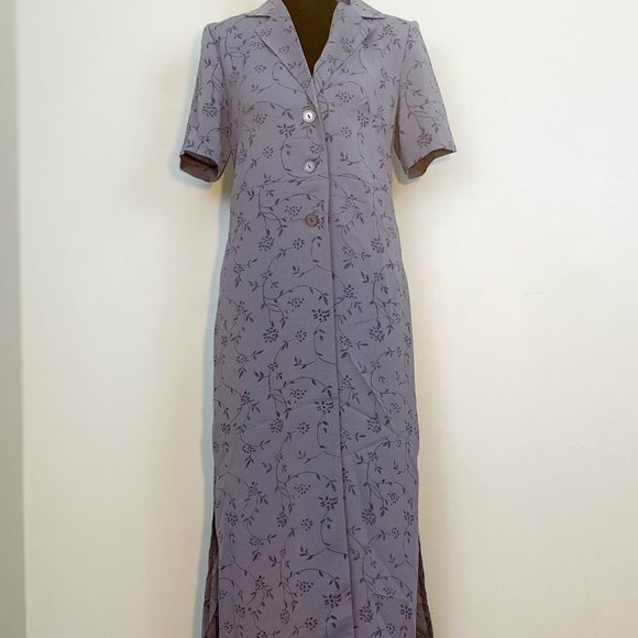 Bahari Group Fattaneh | Vintage | New York | Floral Blue Button Down Maxi Dress - Picture 2 of 13